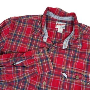 Vtg Gap Jeans Mens Flannel‎ Shirt XL Red Plaid Long Sleeve Button Up Cotton